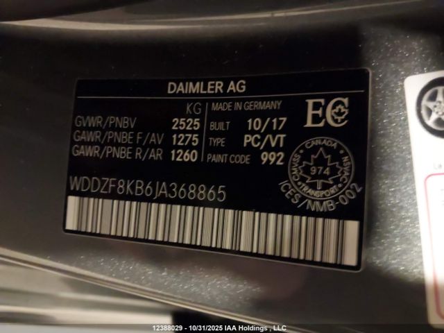 WDDZF8KB6JA368865 2018 MERCEDES-BENZ AMG