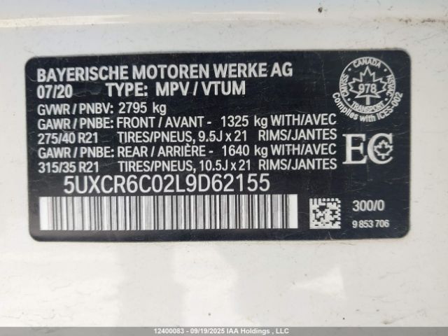 5UXCR6C02L9D62155 2020 BMW X5