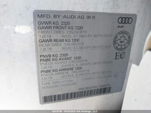WA1EECF35L1020473 2020 AUDI Q3