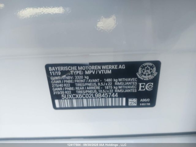 5UXCX6C02L9B45744 2020 BMW X7