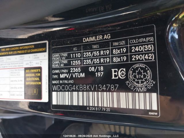 WDC0G4KB8KV134787 2019 MERCEDES-BENZ GLC