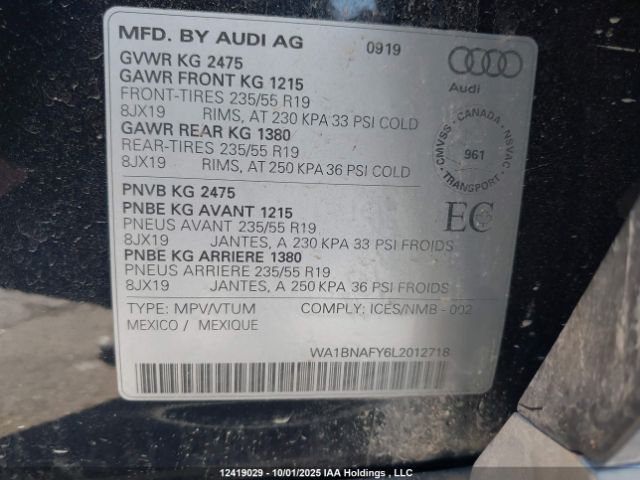WA1BNAFY6L2012718 2020 AUDI Q5
