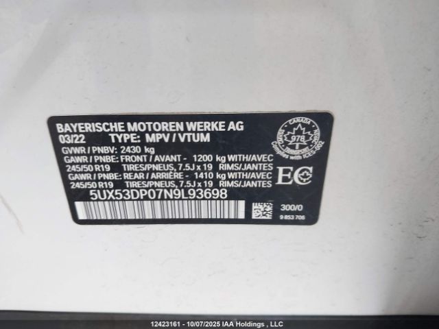 5UX53DP07N9L93698 2022 BMW X3