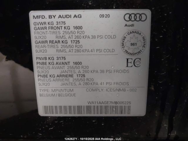 WA11AAGE7MB005225 2021 AUDI E-TRON
