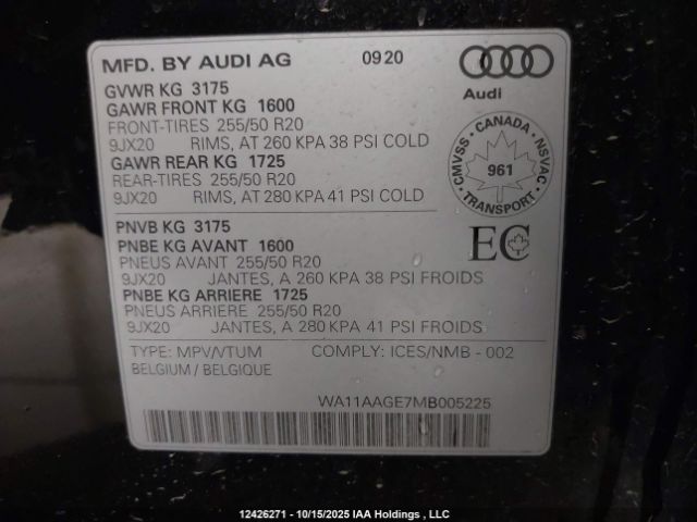 WA11AAGE7MB005225 2021 AUDI E-TRON