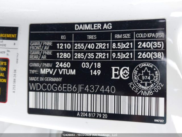 WDC0G6EB6JF437440 2018 MERCEDES-BENZ GLC