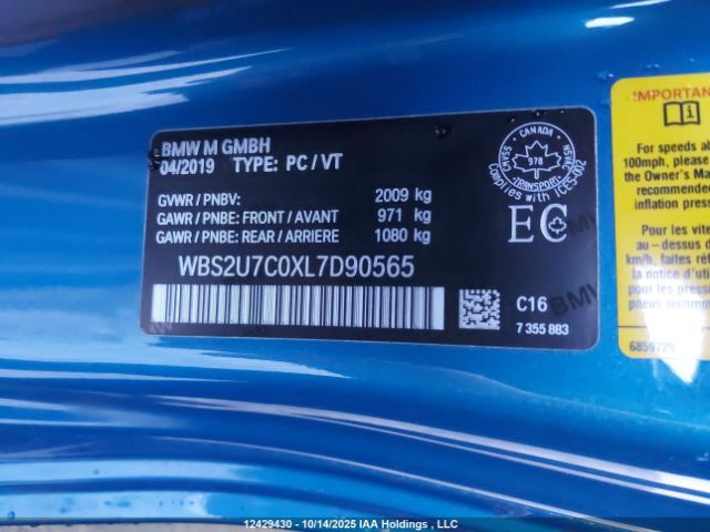 WBS2U7C0XL7D90565 2020 BMW M2