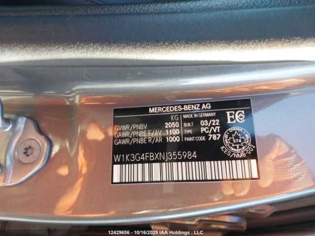 W1K3G4FBXNJ355984 2022 MERCEDES-BENZ A