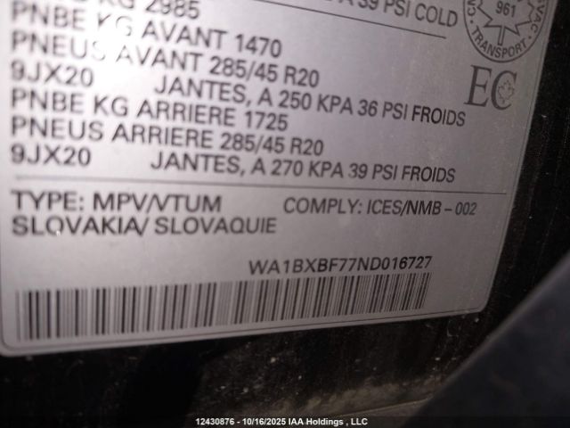 WA1BXBF77ND016727 2022 AUDI Q7