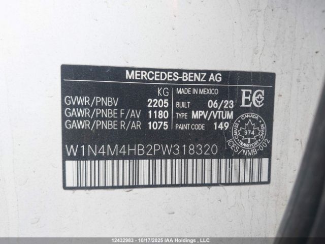 W1N4M4HB2PW318320 2023 MERCEDES-BENZ GLB