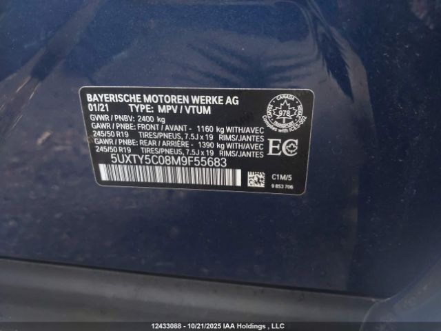 5UXTY5C08M9F55683 2021 BMW X3
