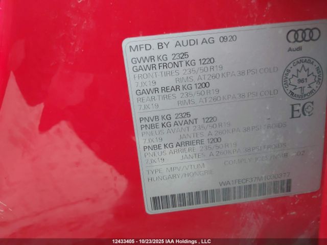 WA1FECF37M1030377 2021 AUDI Q3