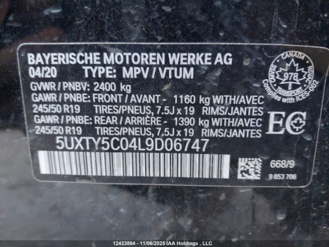 5UXTY5C04L9D06747 2020 BMW X3