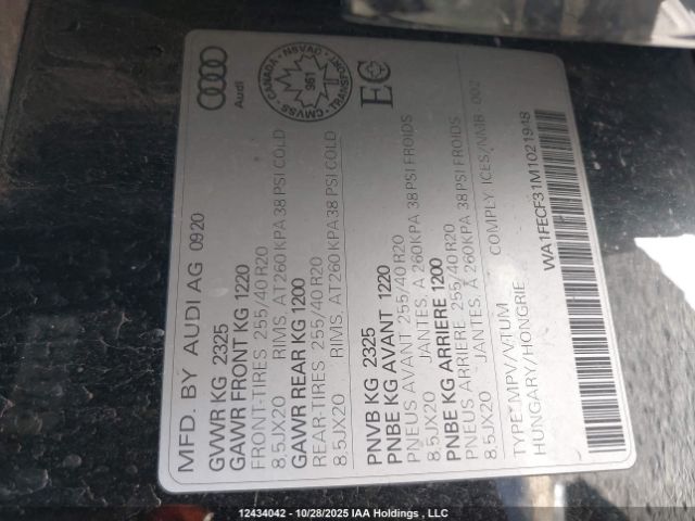 WA1FECF31M1021948 2021 AUDI Q3