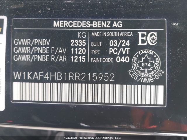 W1KAF4HB1RR215952 2024 MERCEDES-BENZ C