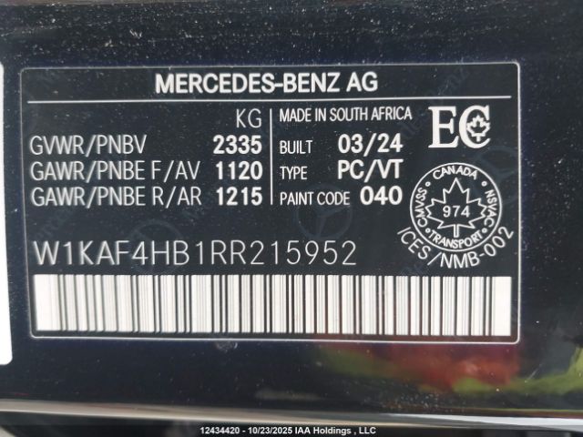 W1KAF4HB1RR215952 2024 MERCEDES-BENZ C