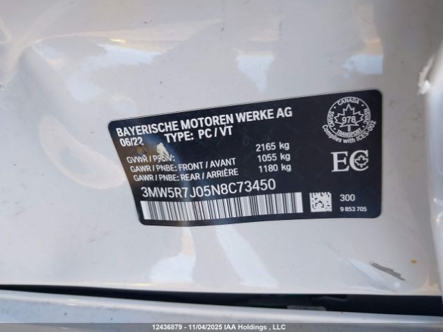 3MW5R7J05N8C73450 2022 BMW 330XI