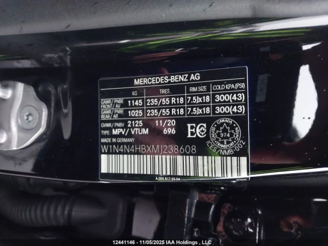 W1N4N4HBXMJ238608 2021 MERCEDES-BENZ GLA