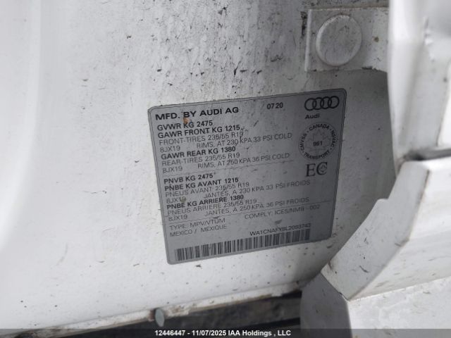 WA1CNAFY8L2053743 2020 AUDI Q5