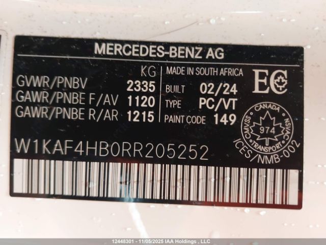 W1KAF4HB0RR205252 2024 MERCEDES-BENZ C