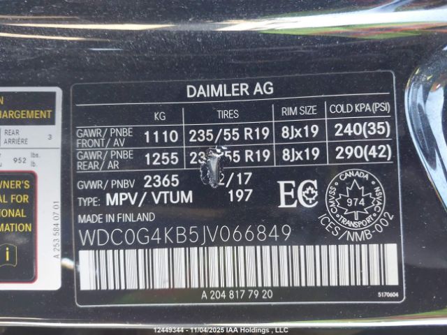 WDC0G4KB5JV066849 2018 MERCEDES-BENZ GLC