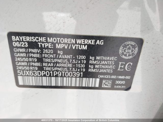 5UX63DP01P9T00391 2023 BMW X3