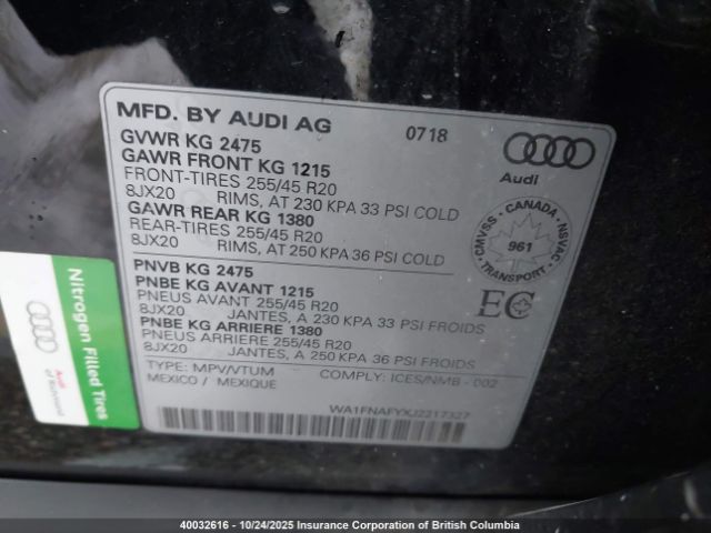 WA1FNAFYXJ2217327 2018 AUDI Q5