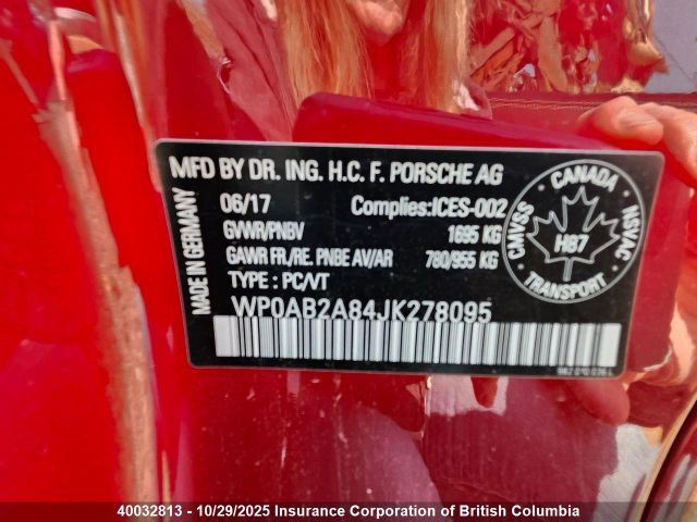 WP0AB2A84JK278095 2018 PORSCHE CAYMAN