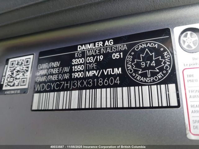 WDCYC7HJ3KX318604 2019 MERCEDES-BENZ G