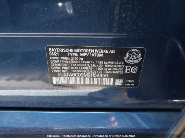 5UXTA6C09M9H54459 2021 BMW X5