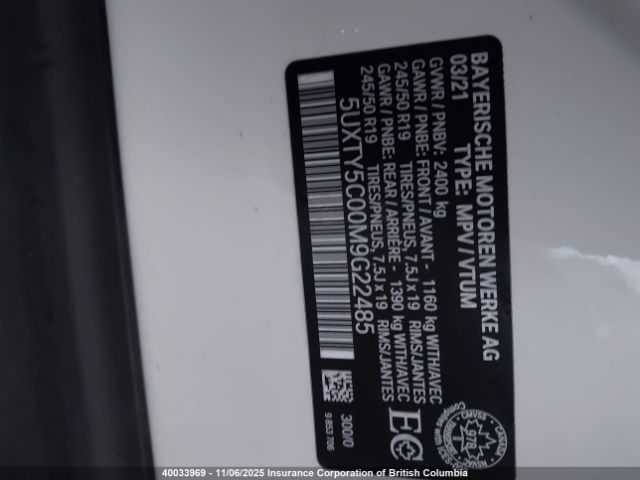 5UXTY5C00M9G22485 2021 BMW X3