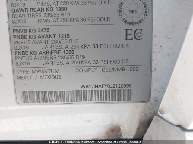 WA1CNAFY0J2120995 2018 AUDI Q5