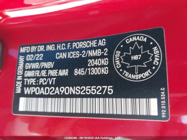 WP0AD2A90NS255275
