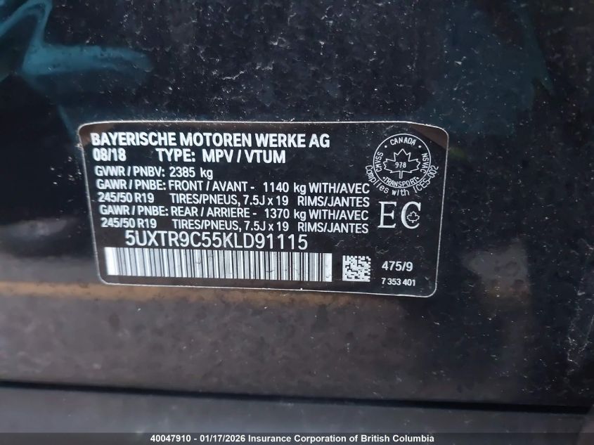 5UXTR9C55KLD91115