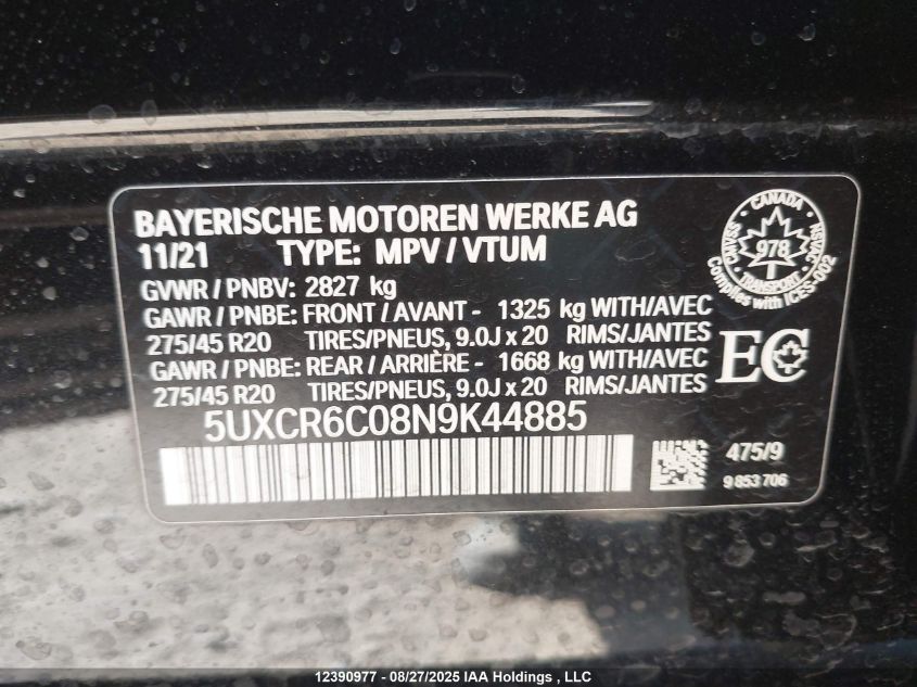 2022BMWX5|5UXCR6C08N9K44885