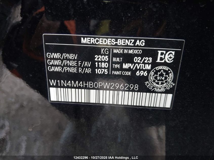2023MERCEDES-BENZGLB|W1N4M4HB0PW296298