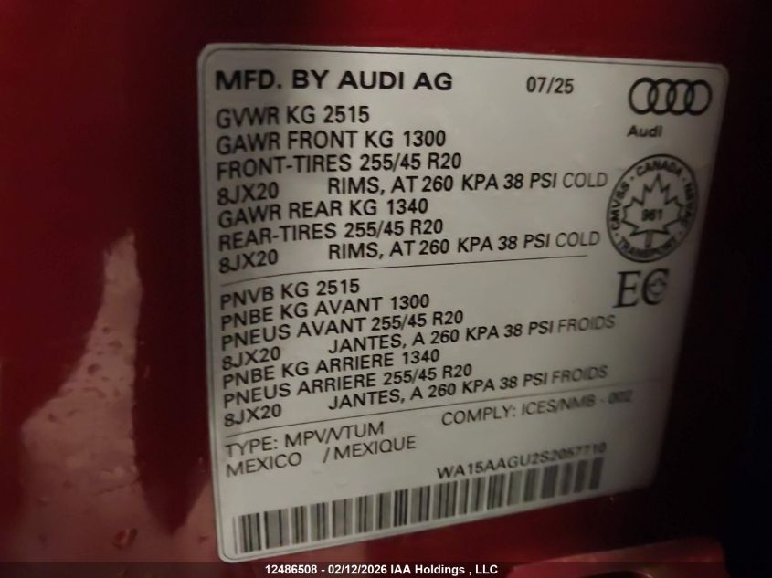 2025AUDIQ5|WA15AAGU2S2057710