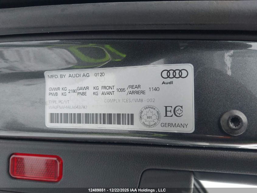 2020AUDIA4|WAUFNAF46LA043782
