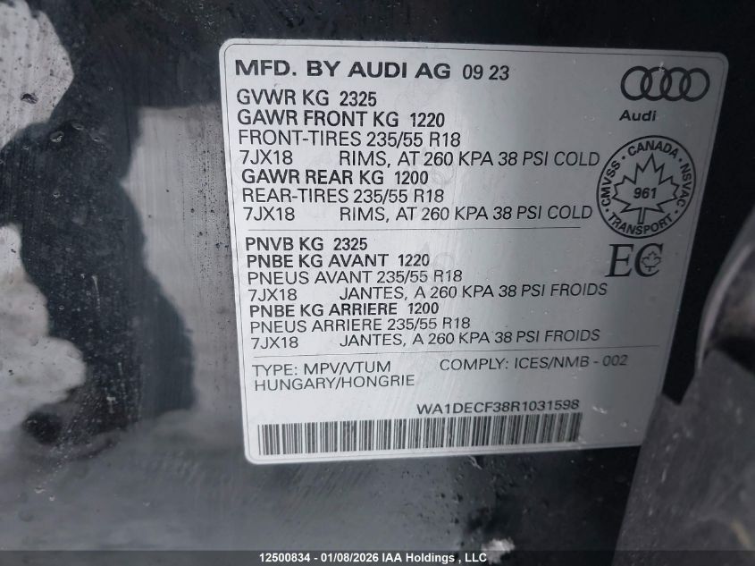 2024AUDIQ3|WA1DECF38R1031598