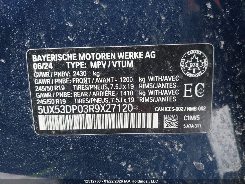 2024BMWX3|5UX53DP03R9X27120