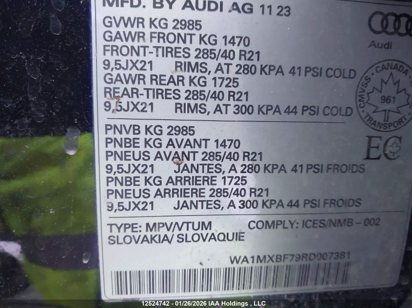 2024AUDIQ7|WA1MXBF79RD007381
