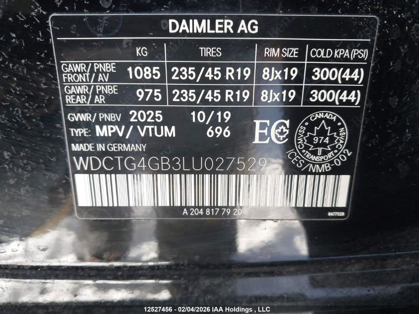2020MERCEDES-BENZGLA|WDCTG4GB3LU027529