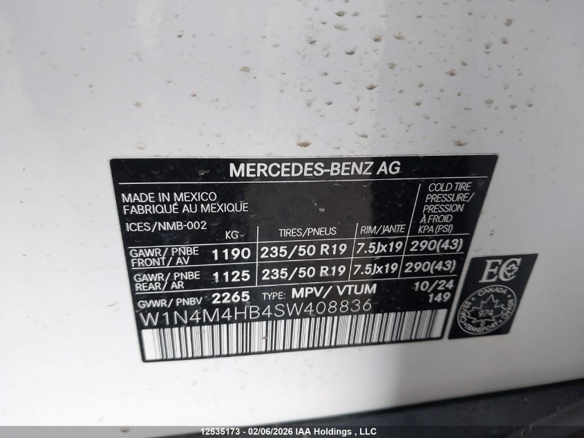2025MERCEDES-BENZGLB|W1N4M4HB4SW408836