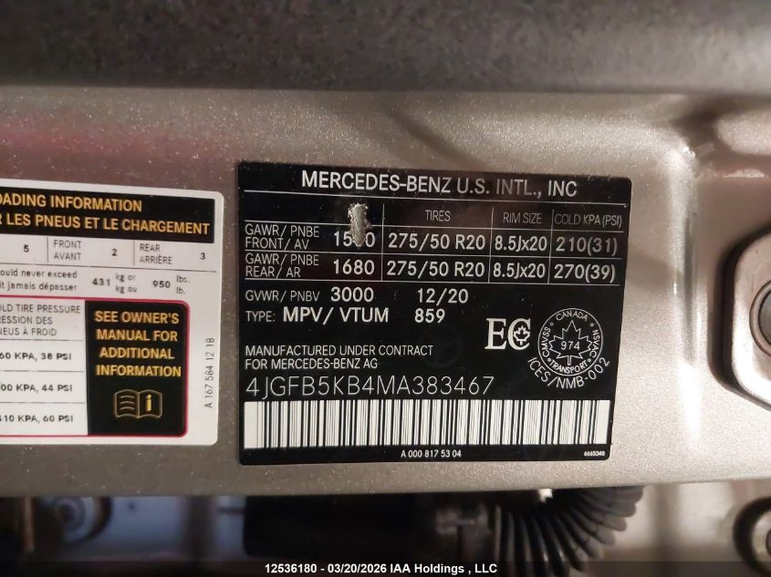 2021MERCEDES-BENZGLE|4JGFB5KB4MA383467