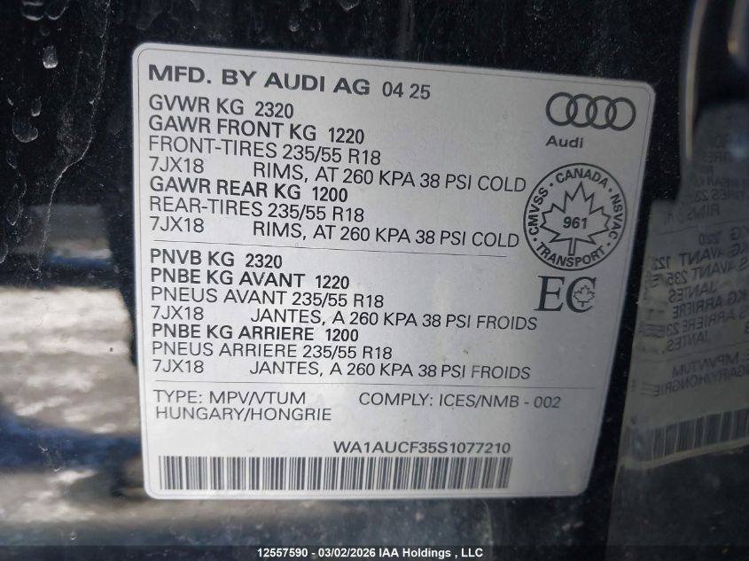 2025AUDIQ3|WA1AUCF35S1077210