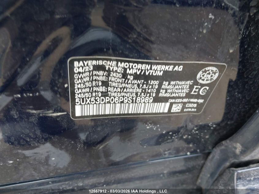 2023BMWX3|5UX53DP06P9S18989