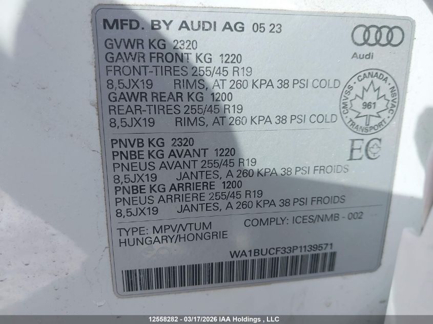 2023AUDIQ3|WA1BUCF33P1139571