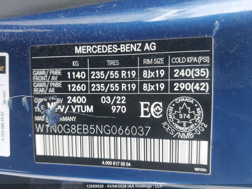 2022MERCEDES-BENZGLC|W1N0G8EB5NG066037