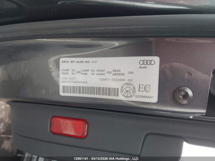 2022AUDIA5|WAUFACF59NA015834