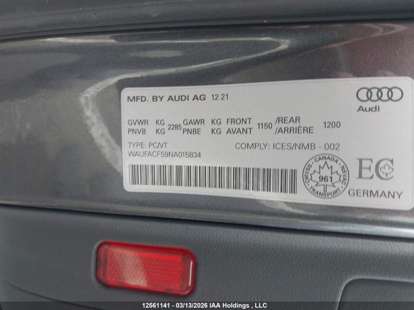2022AUDIA5|WAUFACF59NA015834